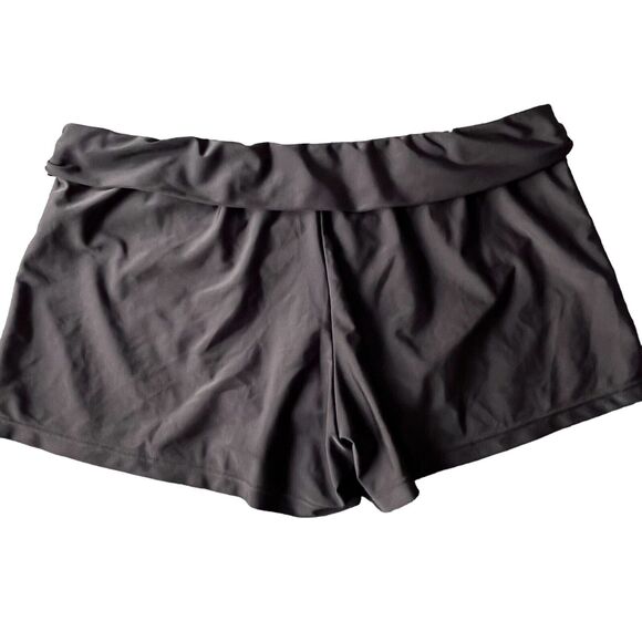 Athleta Splash Swim Shorts in Black Large Lined briefs Foldover Waistband - Picture 8 of 11